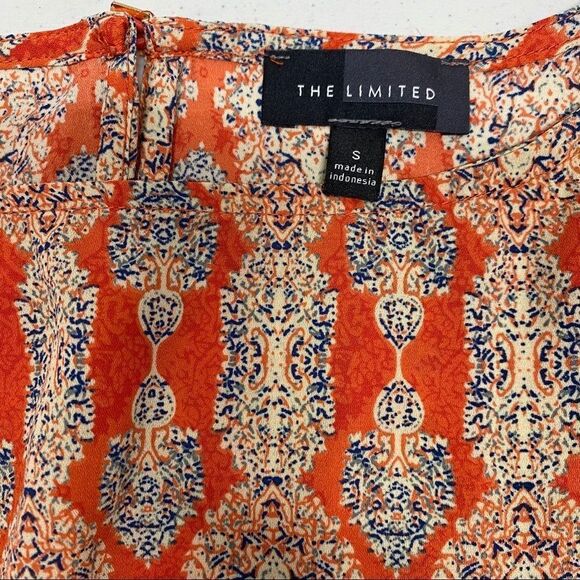 The Limited | Orange & Blue Printed Blouse - Picture 3 of 5